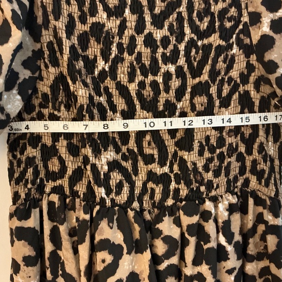 Animal Print Dress Milkmaid Whimsical Dark Cottage Core Maxi Size Large Leopard - Picture 5 of 6